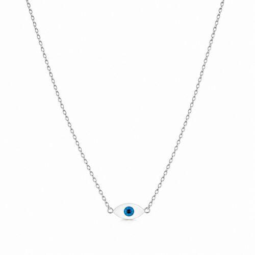 Colar Olho Grego Resina em Madrep�rola A�o Inox
