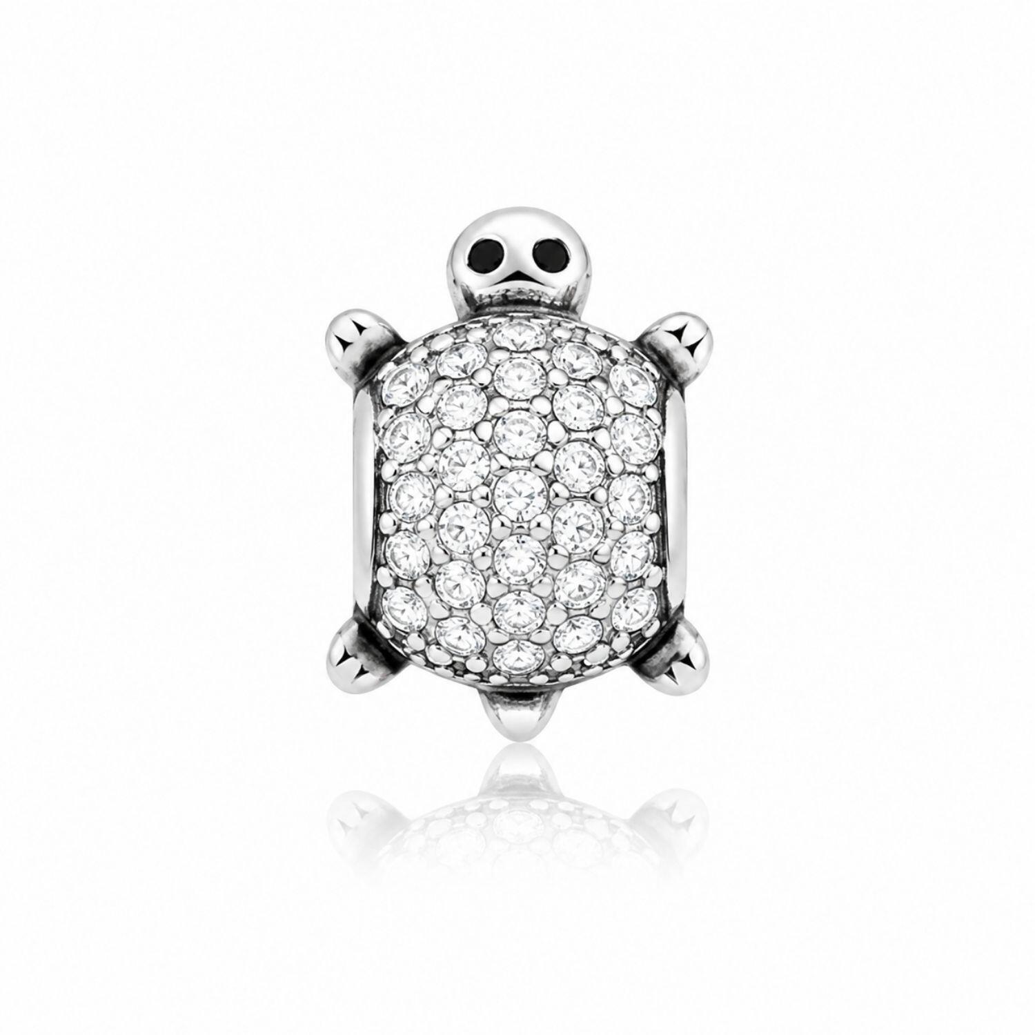 Berloque Separador Tartaruga Zircônia Cristal Aço Inox