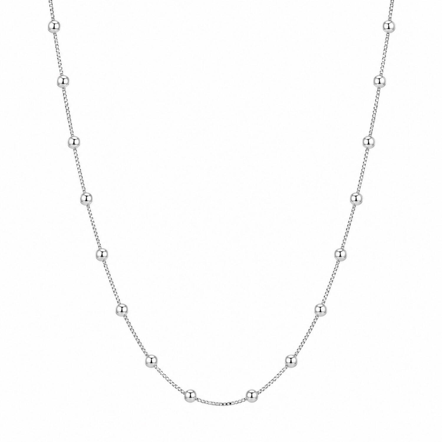 Colar 60 cm Bolas Lisa Banhado a Prata