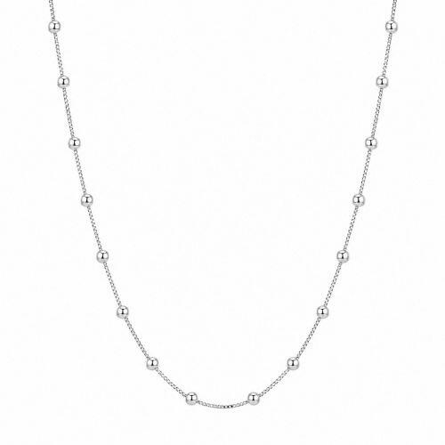 Colar 60 cm Bolas Lisa Banhado a Prata