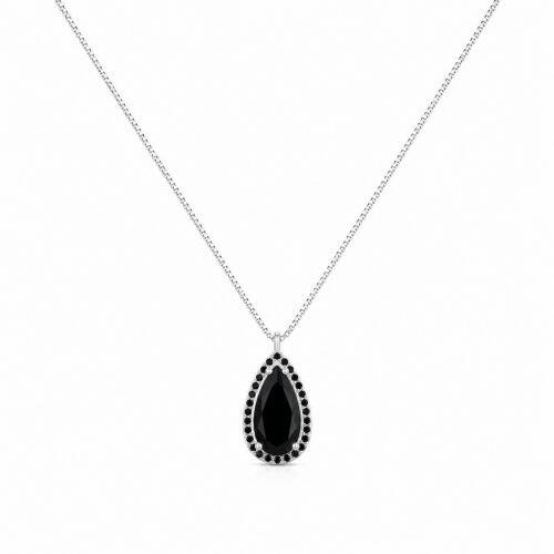 Colar Gota com 1 Fileira de Micro Zircônia Negra Banhado a Prata
