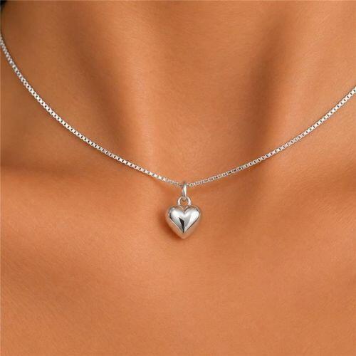 Choker Coração Liso Banhado a Prata