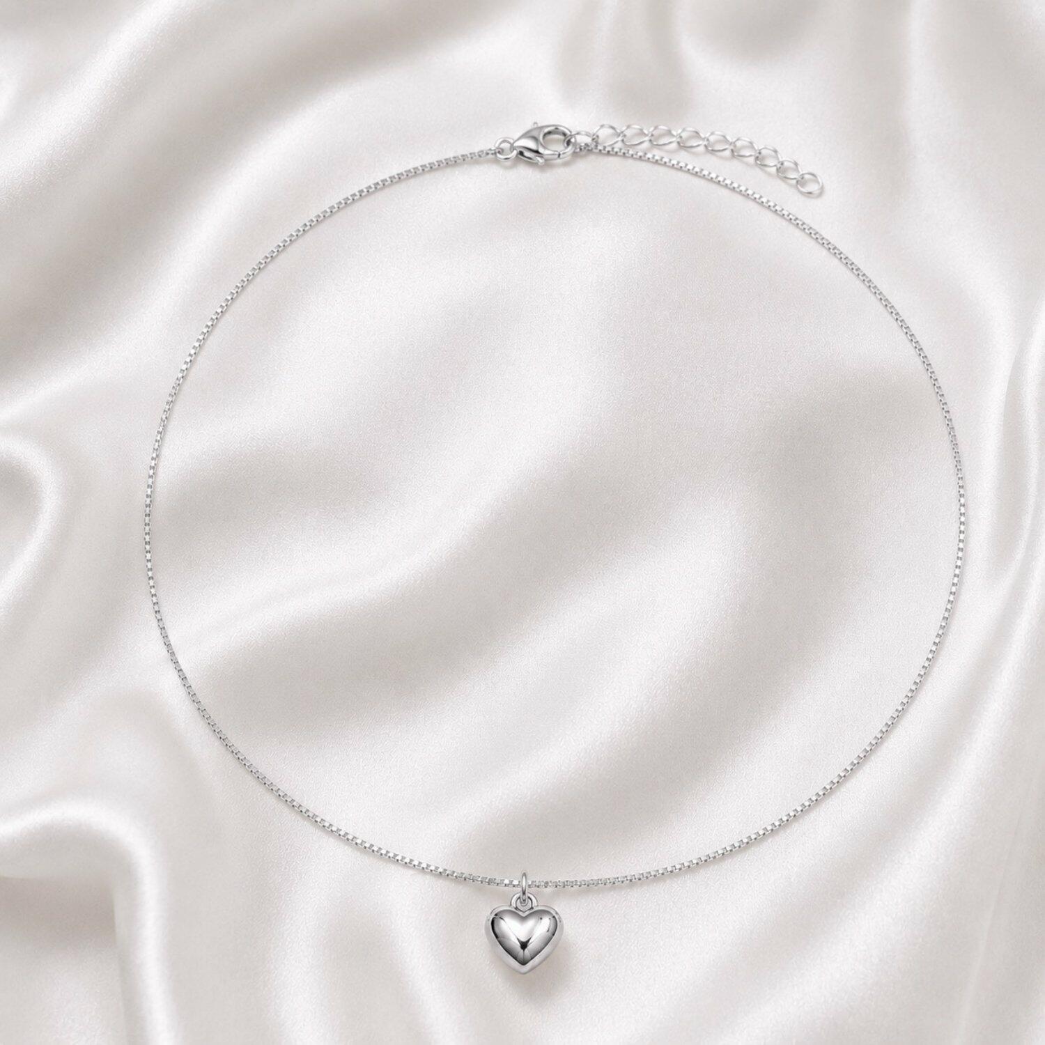 Choker Coração Liso Banhado a Prata