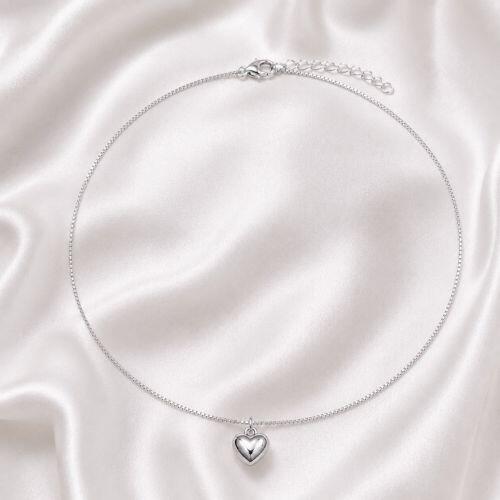 Choker Cora��o Liso Banhado a Prata