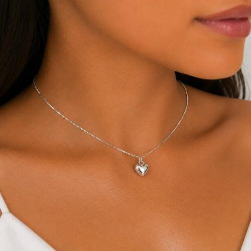 Choker Cora��o Liso Banhado a Prata