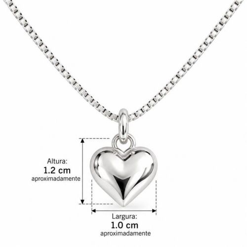 Choker Coração Liso Banhado a Prata