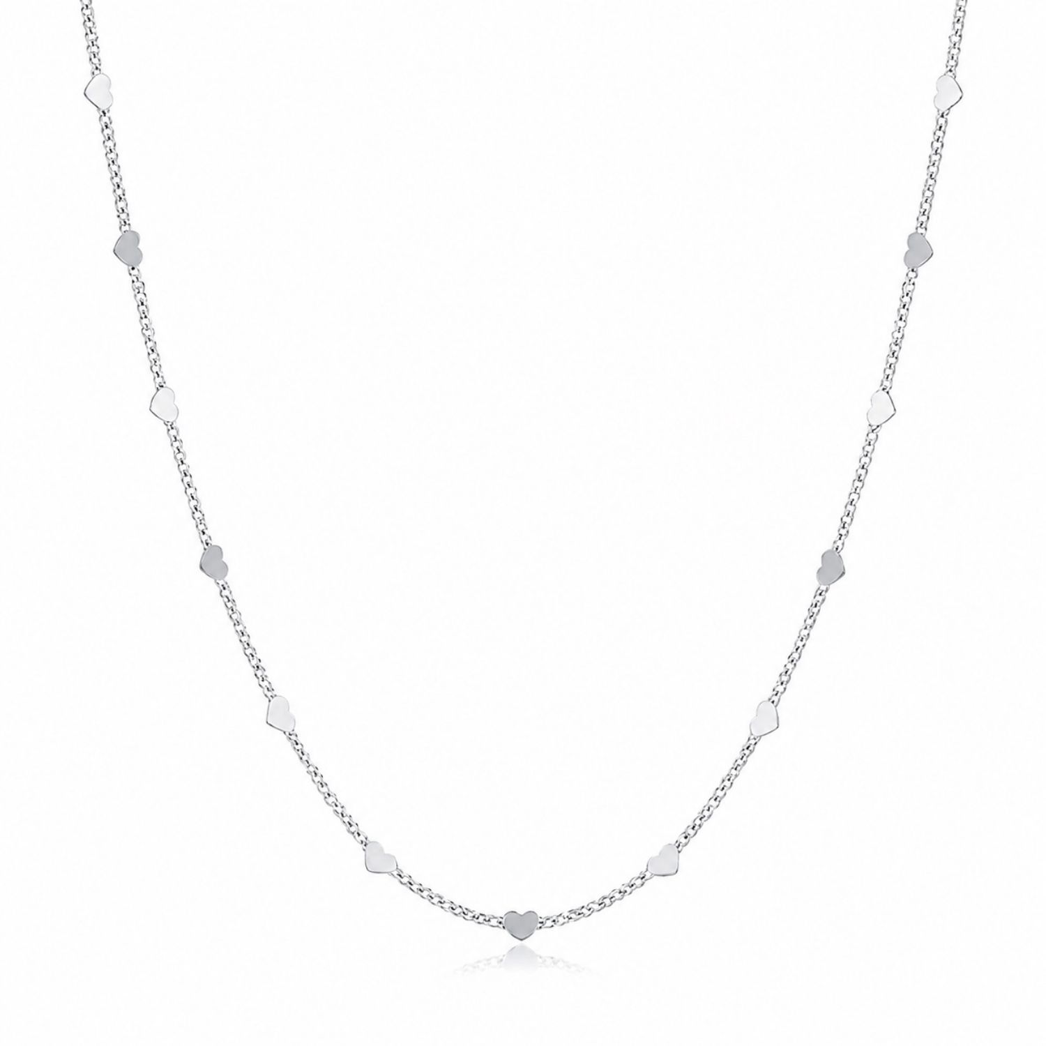Colar Mini Corações Liso Banhado a Prata