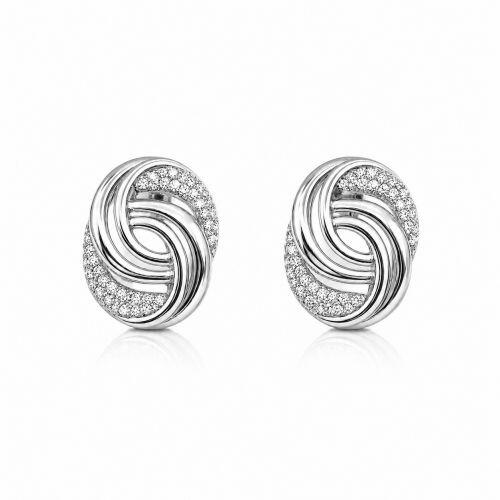 Brinco Nó com Micro Zircônia Cristal Banhado a Prata