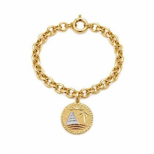 Pulseira Elo Português 0.6 cm com Pingente Escrava Banhado a Ouro