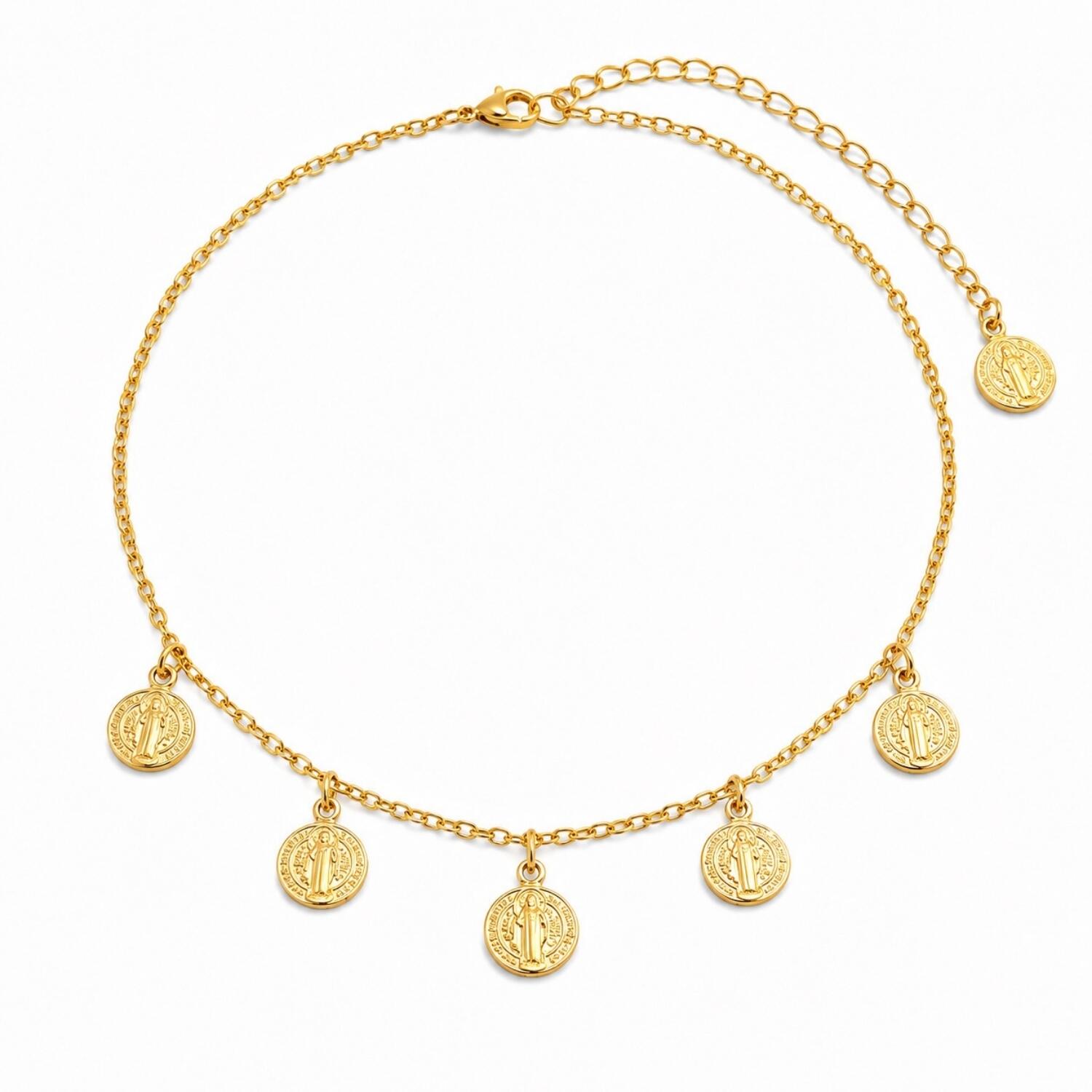 Choker Mini Elo com São Bento Banhado a Ouro