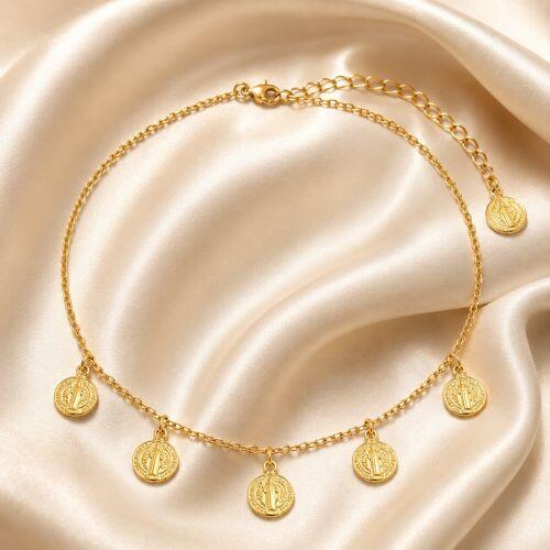Choker Mini Elo com São Bento Banhado a Ouro