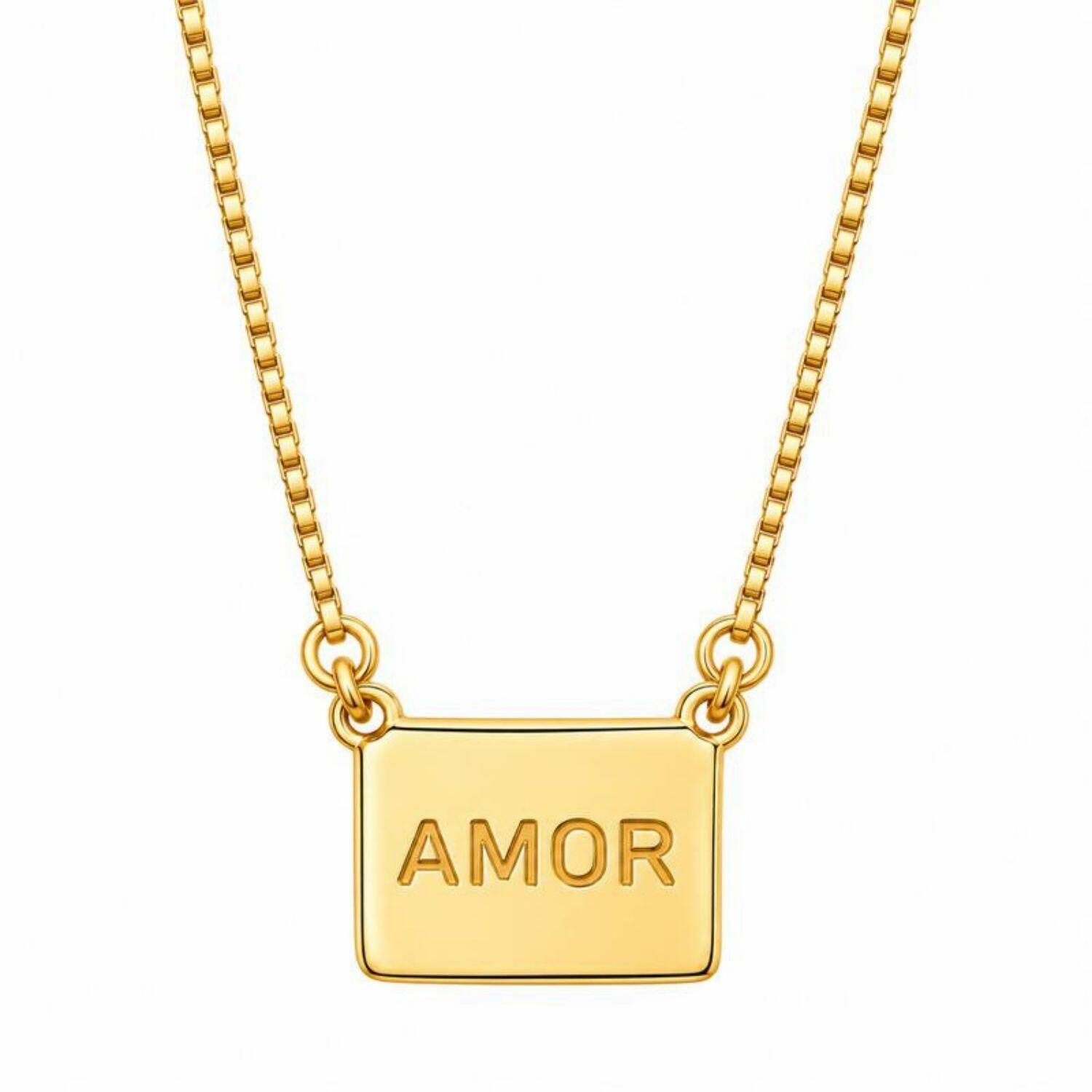 Escapulário Amor e Coração Vazado Banhado a Ouro