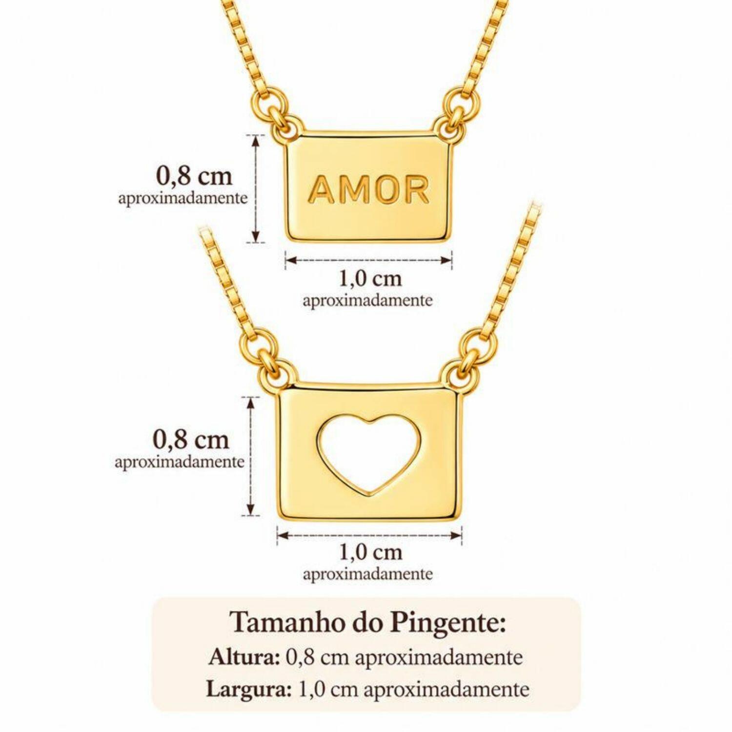 Escapulário Amor e Coração Vazado Banhado a Ouro