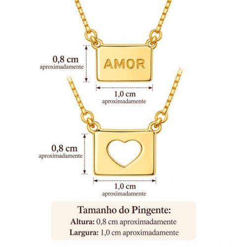 Escapulário Amor e Coração Vazado Banhado a Ouro