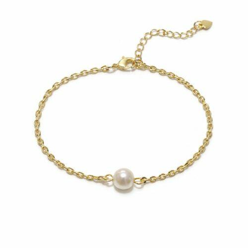 Pulseira Elos com Pérola Banhado a Ouro