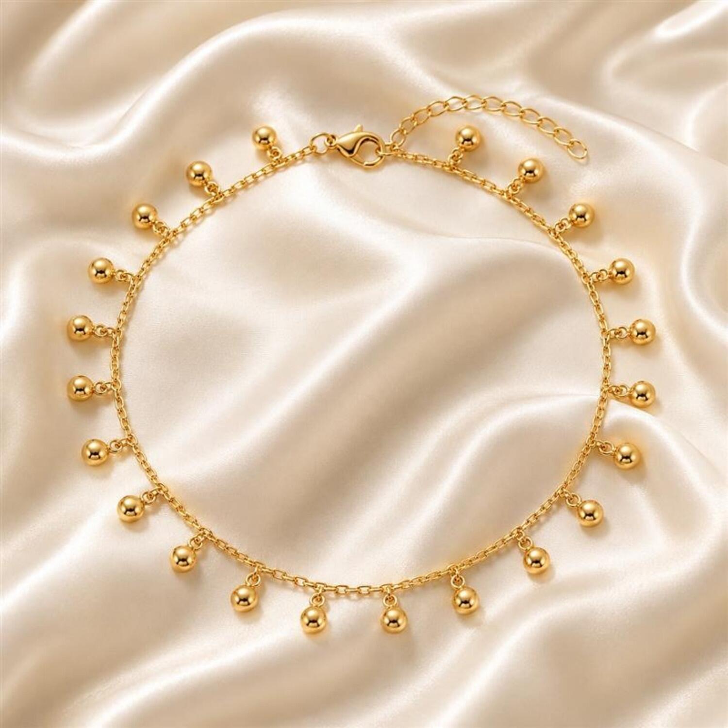 Choker Bolas Lisa Banhado a Ouro