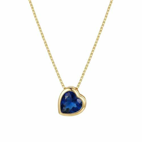 Colar Coração Zircônia Azul Safira Banhado a Ouro
