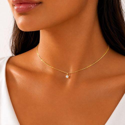 Choker Singapura com Ponto de Luz Banhado a Ouro