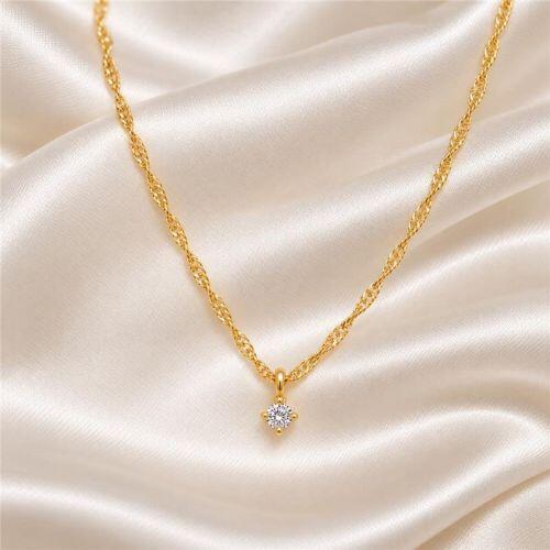 Choker Singapura com Ponto de Luz Banhado a Ouro