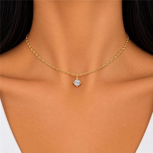 Choker Singapura com Ponto de Luz Banhado a Ouro