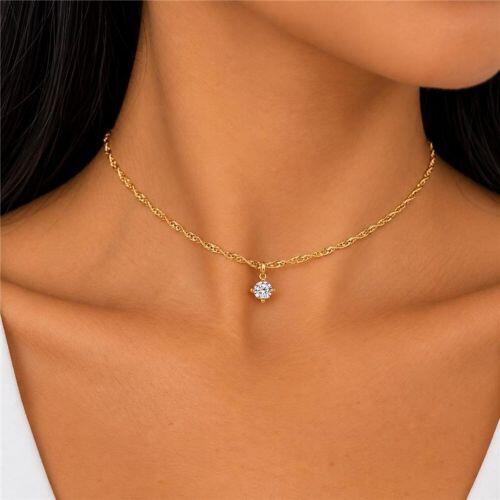 Choker Singapura com Ponto de Luz Banhado a Ouro