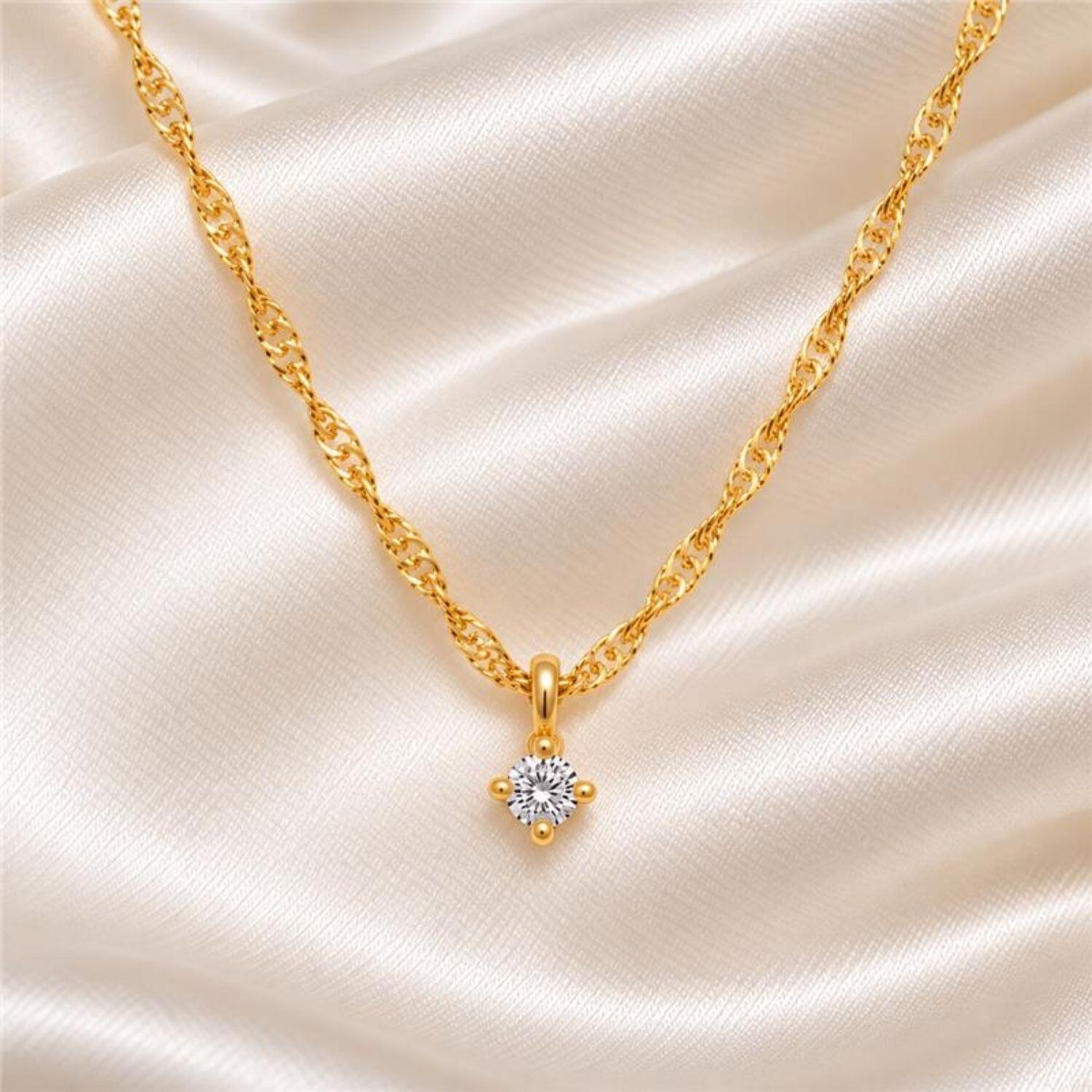 Choker Singapura com Ponto de Luz Banhado a Ouro