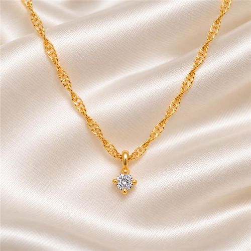Choker Singapura com Ponto de Luz Banhado a Ouro
