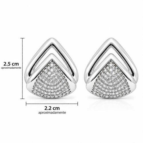 Brinco Gota 2 Fileiras Lisa com Micro Zircônia Cristal Banhado a Prata