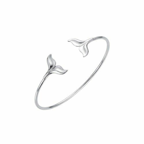 Bracelete Aberto Rabo de Baleia Banhado a Prata