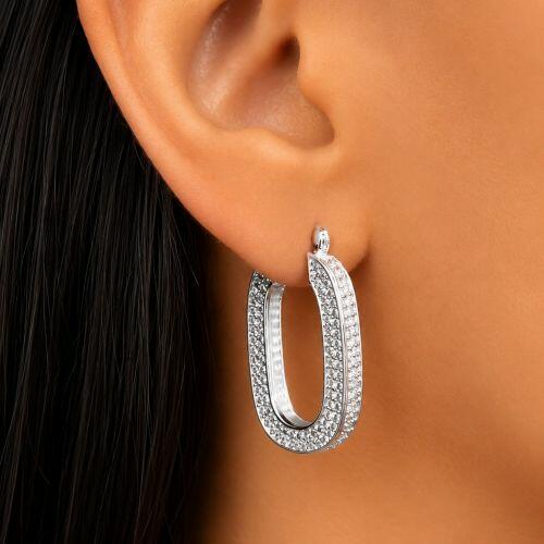 Brinco Argola Luxury Micro Zirc�nia Cristal Banhado a Prata