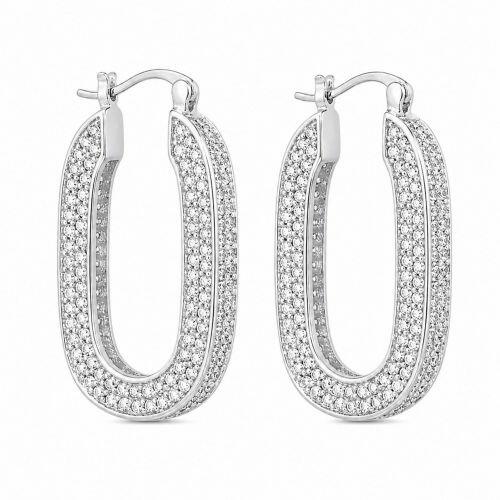 Brinco Argola Luxury Micro Zirc�nia Cristal Banhado a Prata
