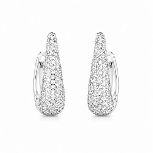 Brinco Gota Luxury Micro Zirc�nia Cristal Banhado Prata
