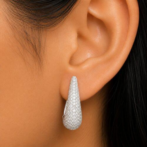 Brinco Gota Luxury Micro Zirc�nia Cristal Banhado Prata