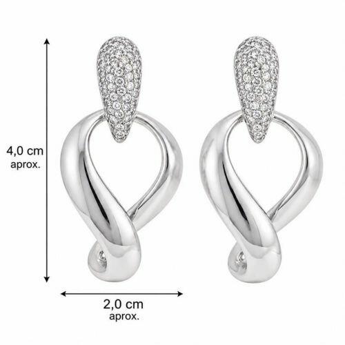 Brinco Gota Zircônia Cristal e Vazado Banhado a Prata