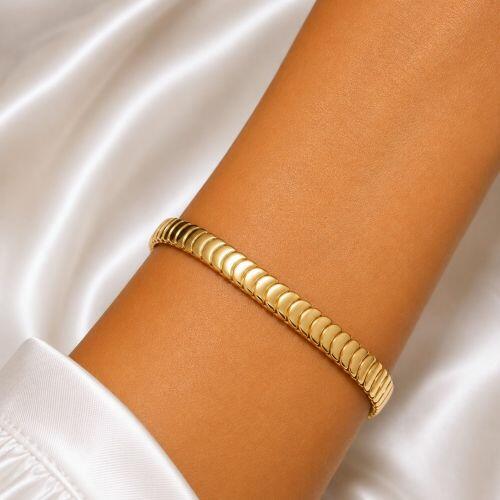 Pulseira Laminada Escamas Banhado a Ouro