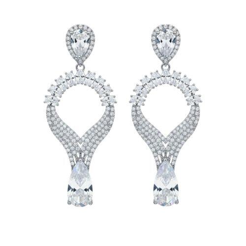 Brinco Luxury Gotas Zirc�nia Cristal Banhado a Prata