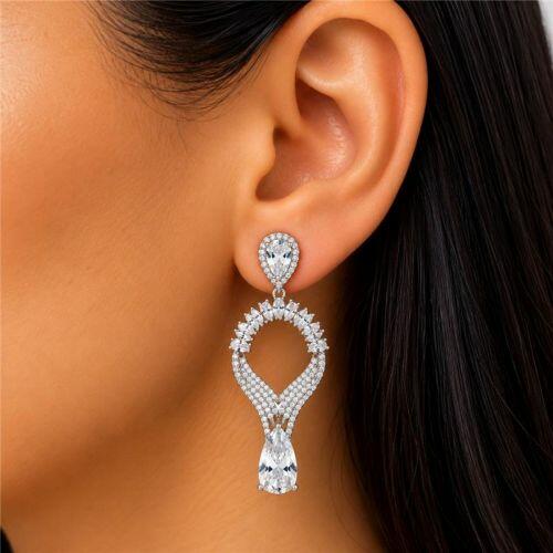 Brinco Luxury Gotas Zircônia Cristal Banhado a Prata