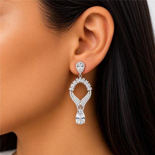 Brinco Luxury Gotas Zircônia Cristal Banhado a Prata