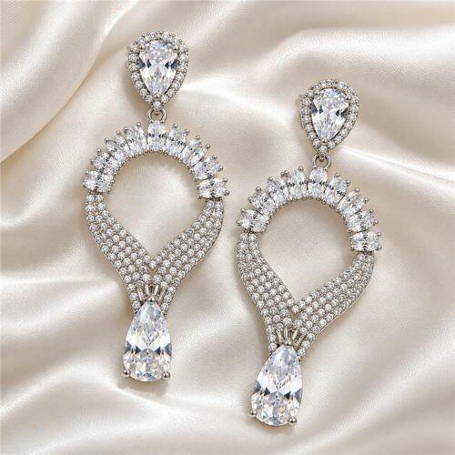 Brinco Luxury Gotas Zircônia Cristal Banhado a Prata