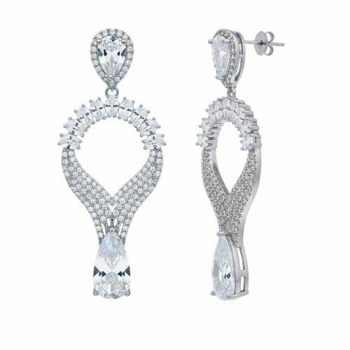Brinco Luxury Gotas Zirc�nia Cristal Banhado a Prata