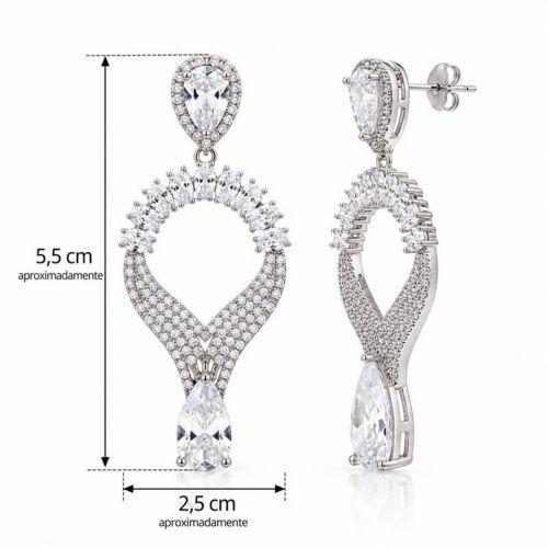 Brinco Luxury Gotas Zircônia Cristal Banhado a Prata