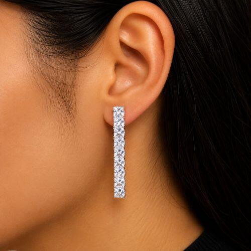 Brinco Fio Riviera Zircônia Cristal Banhado a Prata