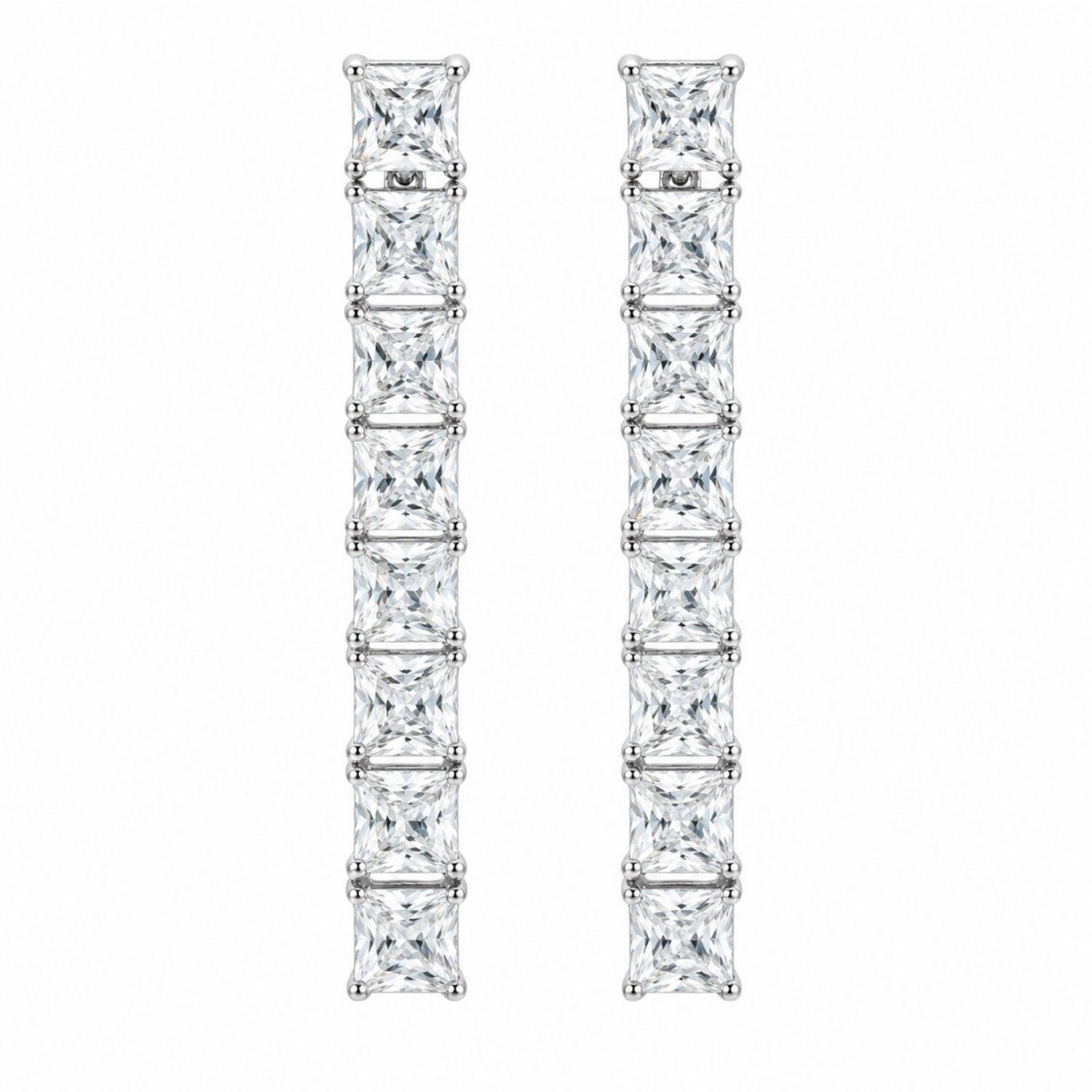 Brinco Fio Riviera Zircônia Cristal Banhado a Prata