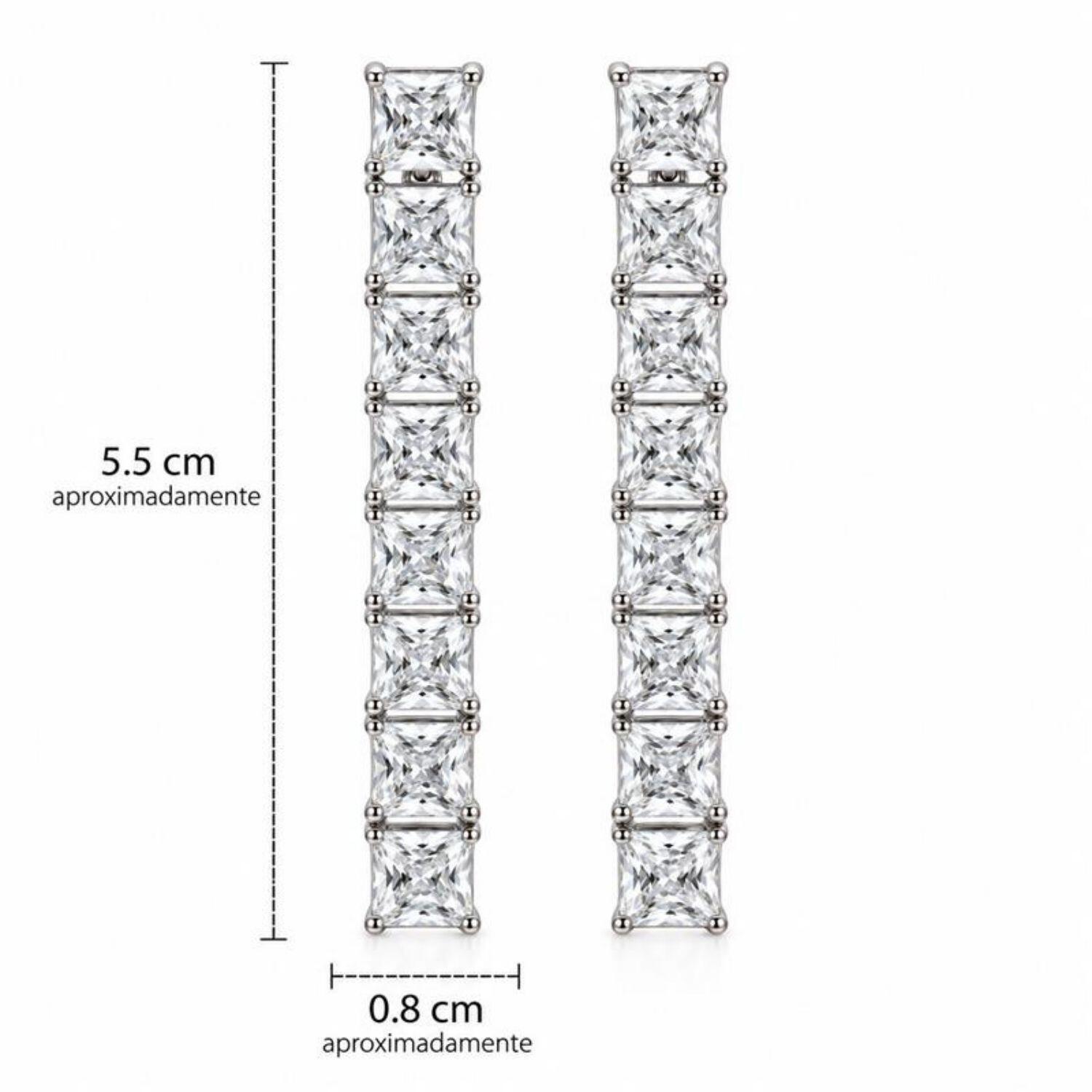 Brinco Fio Riviera Zircônia Cristal Banhado a Prata