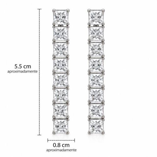 Brinco Fio Riviera Zircônia Cristal Banhado a Prata