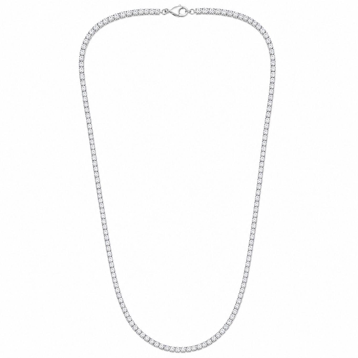 Colar 80 cm Riviera Zircônia Cristal Banhado a Prata
