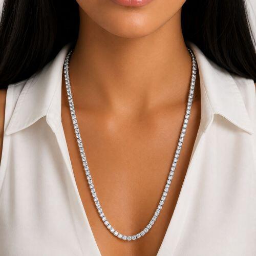 Colar 80 cm Riviera Zircônia Cristal Banhado a Prata