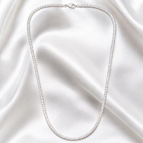 Colar 80 cm Riviera Zircônia Cristal Banhado a Prata