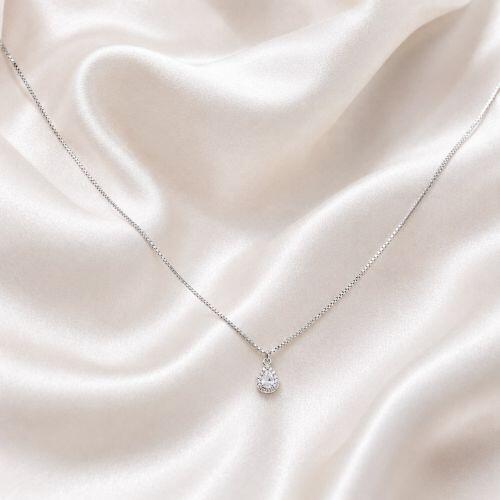 Choker Mini Gota Zircônia Cristal Banhado a Prata