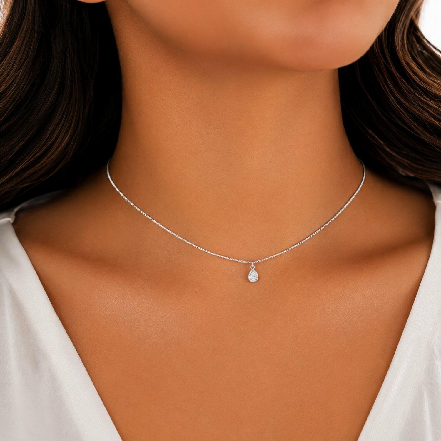 Choker Mini Gota Zircônia Cristal Banhado a Prata